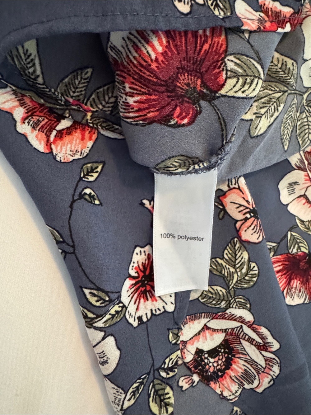 Maurices Navy Floral V-Neck Tunic with Tie Sleeves - Picture 3 of 4